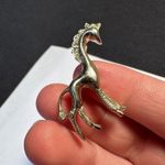 Tiny Vintage Signed Coro Pony Horse Brooch Pin Gold Tone & Rhinestone Photo 2