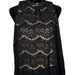 Fire Los Angeles Black Floral Lace Top High Neck Womens L Romantic Layered Photo 0