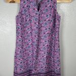 J Jill Love Linen Sleeveless Tank Dress Medium Tall MT Lavender Floral Pockets Purple Photo 0