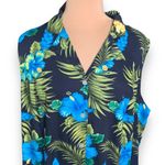 Vintage 90s Plus Size Shirt Dress Tropical Floral Criss Cross Open Back Maxi Black Photo 3