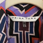 Trina Turk  Tank Top Medium Faux Wrap Silk Purple Red Abstract Print Racerback Photo 4