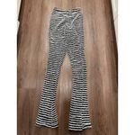 Black White Stripe Flare Leg Pants High Waist Textured Knit Size M Size M Photo 2