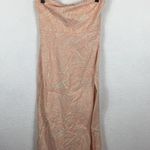Urban Outfitters Strapless Linen Pink Zebra Slit Midi Dress Medium Photo 2