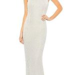 Mac Duggal  Beaded Sleeveless High Neck Column Gown in White 2 New Womens Photo 0
