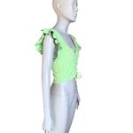 ZARA Lime Green Ruffle Short Sleeve Crop Top Photo 2
