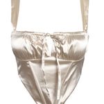 SheIn Satin Ivory Corset Top with Tie straps size S Photo 0