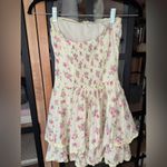 Eyelet floral ditsy mini dress strapless corset bandeau tiered ruffle butter Yellow Photo 5