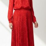 Vintage In Cinq Red Satin Long Sleeve Blousen Dress Career Teacher Size M Photo 0