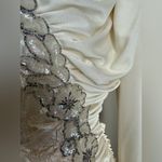 NWT Vintage 80s "Filigree Collection" Sequin Lace Long Sleeve Ruched Dress, 14 White Size 8 Photo 2