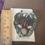 Vintage 90s Artisanal Abalone & Crystal Egyptian Brooch, NWT Pink Photo 2