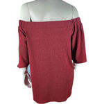 Cato Women's Large Maroon Off-The-Shoulder Short Sleeve Blouse NWT Elastic Neck Photo 6