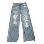 American Eagle  Blue Distressed Super High Wide Leg Jeans(Size 2) Photo 4