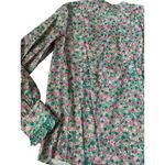 Cherry Cloth Lace Trim Frilly Popover Floral Long Sleeve Blouse Green Size Large Photo 8