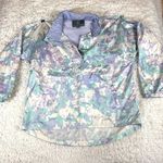Lauren James  Women's Pink/Purple/Green Camo 1/4 Zip Rain Jacket, Size Medium Photo 0