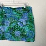 [Isabella Bird] Blue Green Ocean Mandala Boho Print Skort Mini Travel Sz Large L Photo 6