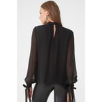 Forever 21 Chiffon Shirred Mock Neck Top black blouse Photo 1
