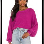 Free People Found My Friend Pullover Sweater in Wild Aster Pink Magenta Size XL Photo 0