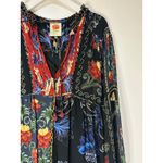 Farm Rio  Black Mixed Arabesque Scarves Long Sleeve Mini Dress Size XS NWT Chic Photo 5