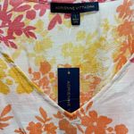 Adrienne Vittadini  Floral V neck Semi Sheer Flowy Short Sleeve Dress Size L Photo 9
