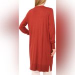 Halogen  Cozy Longline Open Front‎ Cardigan in Red Chinoise - Medium Photo 2
