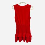 Amanda Uprichard Red Smocked Chantal Tiered Mini Dress Sleeveless Size Large Photo 5