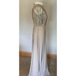 Adrianna Papell NWT  Formal Dress Silver Sz 2 Beaded Bodice Chiffon Bride Groom Photo 6