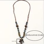 Bohemian Beaded‎ Ceramic Brown Necklace Ethnic Style Flower Pendant Necklace Photo 9