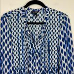 Nic+Zoe  Blue Falling Dots Blouse Long Sleeve Tie Women’s Size Medium Viscose Photo 3