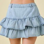 Sky to Moon Denim Ruffle Skirt Photo 1