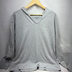 Loft  Gray V Neck Hoodie Long Sleeve Casual Top Women's Size S Photo 0