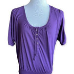 American Eagle Womens  Purple Flowy Ranglan Shirt - Sz S Photo 0