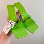 ZARA NWT Lime Green High Heel Vinyl Mules Size 41 Photo 4