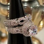 Silver engagement and wedding ring set Photo 1