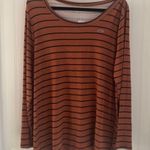 Maurice's long sleeve loose brown & black striped scoopneck women’s shirt L Photo 1