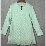 Soft Surroundings ‎ Tunic L Mint Green Quilted Quarter Zip Shirt Casual Comfort Photo 0