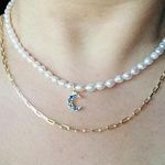 Set Of 2/ Freshwater Peal Pendant With 16 Inches Paper Clip Chain Silver Photo 1