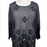 draper's & damon's Black Goth Sheer Mesh Long sleeve tunic top dark Romance Photo 0