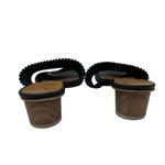 Coclico Oohlala Natural Wood Heel Black Leather Slide Sandals 37 Size 6.5 Photo 5
