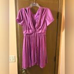 Anthropologie  lilac purple satin-like cut out mini dress Photo 3