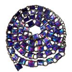 Rare Quality 40” Long Purple Iridescent Link Necklace Vintage 90s Style Silver Photo 0