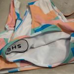 SHEIN Women’s Pastel Siwrl High Waisted Bikini Set Small Blue Photo 3