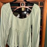 Sage Mittoshop  Green Babydoll Long Sleeve Top Photo 3