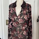 White House | Black Market Sheer long sleeve velvet burnout paisleu print blouse Photo 11