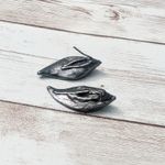 Vintage Earrings For Pierced Ears Green 3D Leaf Photo 5