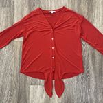 Green Envelope LA Womens Green Envelope Orange Tie Blouse - S Photo 0