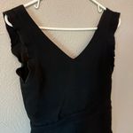 Line and Dot  Cutout Open Back Ruffle Barre Sleeveless V-Neck Black Romper Photo 4