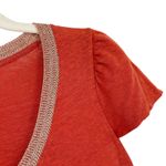 Maje Trocadero Terracotta Linen Short Sleeve Top Metallic Trim Size 2 Medium Photo 2