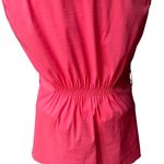 BCBGMAXAZRIA  Pink Coral Wide Ruffle Collar Faux Wrap Sleeveless Blouse, Sz S Photo 12