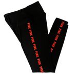 PINK - Victoria's Secret PINK by Victoria Secret High Waisted Black Leggings Red “PINK” Sides  SZ Smalll Photo 6