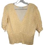 Abercrombie & Fitch Womens Yellow Floral Smocked Cropped Blouse Top Size M boho Photo 0